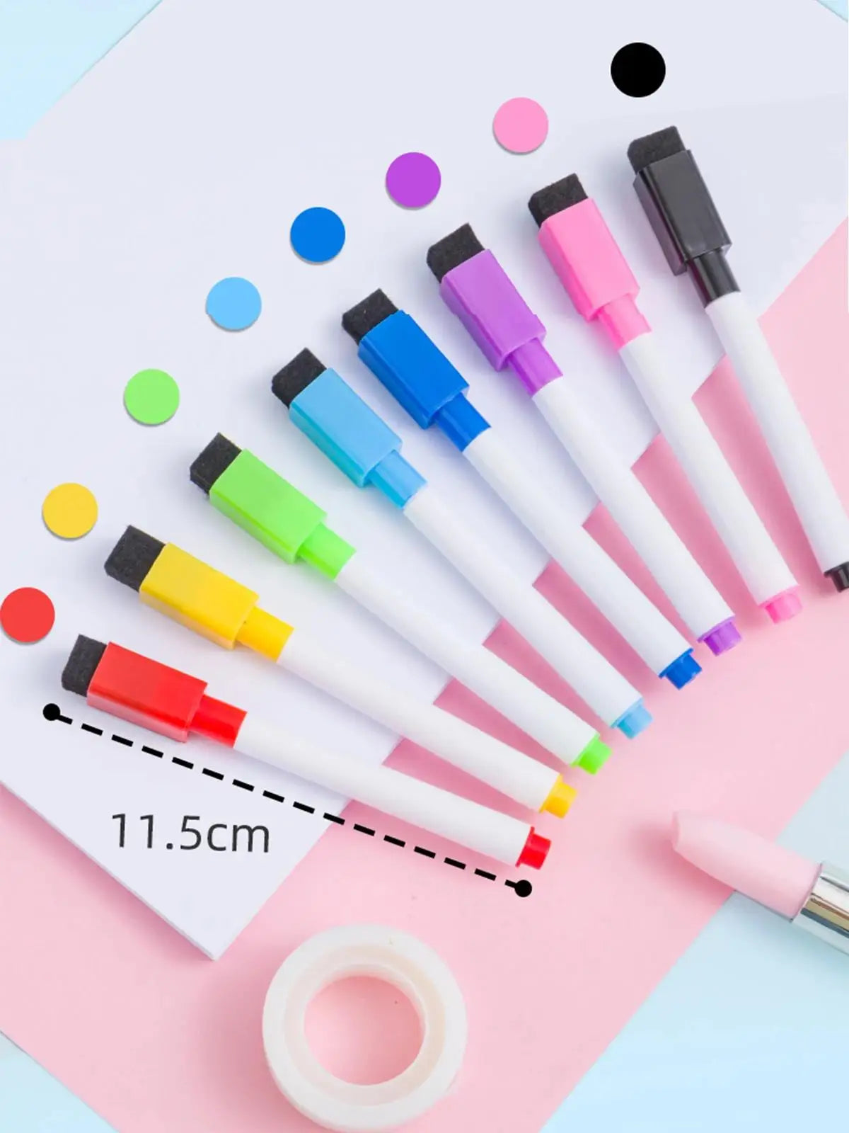 8 Pcs Magnetic Erasable Whiteboard Pen Color Options Numbering Stationery Office Teaching Supplies For Blackboard Student Note