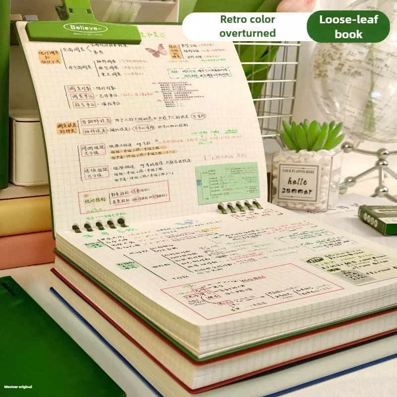 Grid Notepad B5 Sketch Book Notebooks Leaf Notebook Diary Flip Stationery Journal Writing Pads Office School Supplies