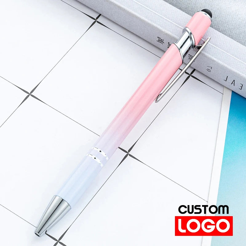 10-200Pcs Gradient Metal Ballpoint Pens Custom Logo Touch Screen Pen Office School Advertising Pen Name Text Laser Engraving