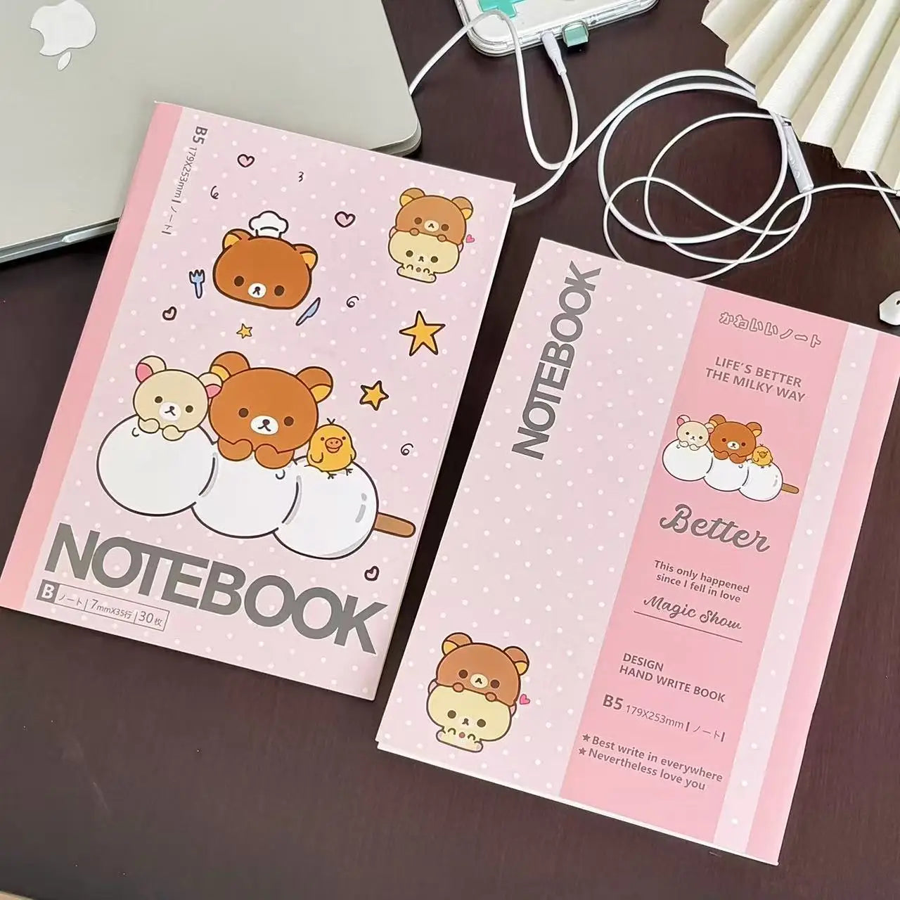 Kawaii Rilakkuma Bear Lined Notebook Cute Aesthetic Diary Planner Student School Writing Stationery Gift For Girls