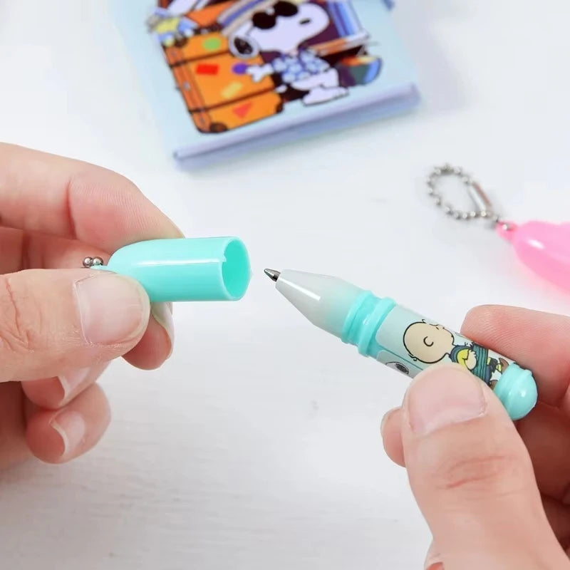 Anime Snoopy Mini Diary Notebook Set with Ballpoint Pen Kawaii Student School Stationery Office School Supplies Holiday Gifts