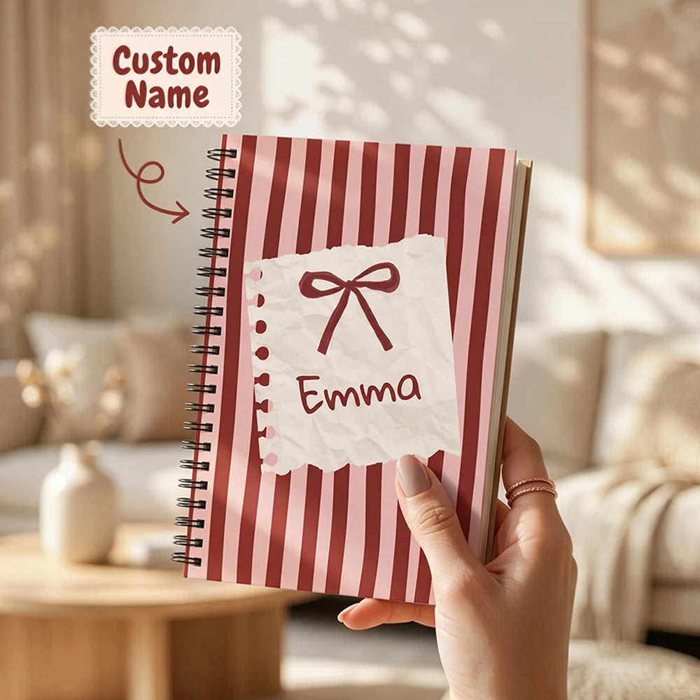 1pc Custom Name Spiral Notebook,Lined Inner Pages,Back To School,Birthday Present,Teen Girls,Students,Class Notes,Daily Diary