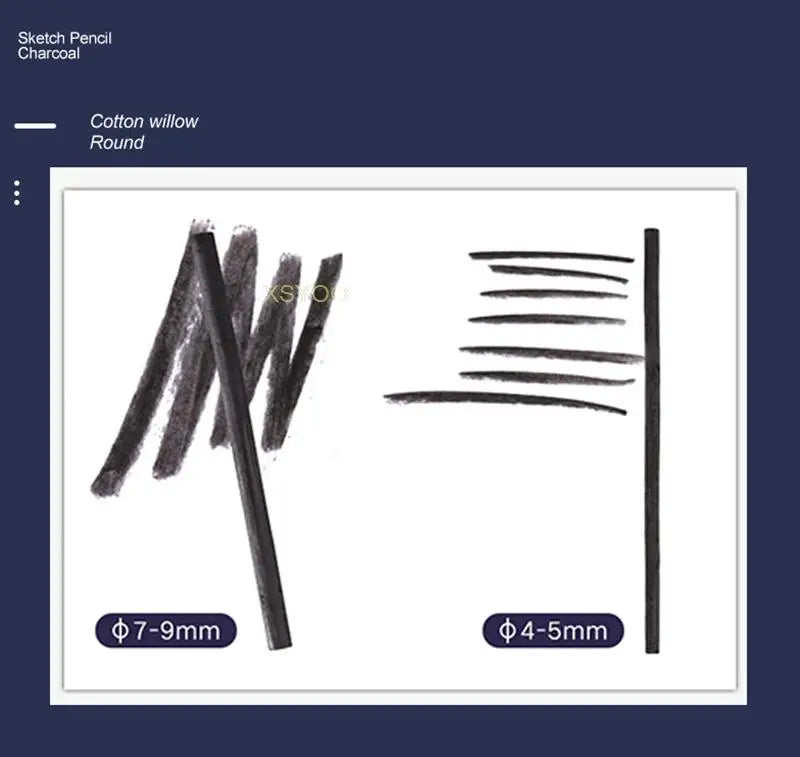25Pcs Willow Charcoal Stick Design Sketch Black Fine Bar Carbon Stick φ4-5MM φ7-9MM For Extra Thick Painting Art Supplies