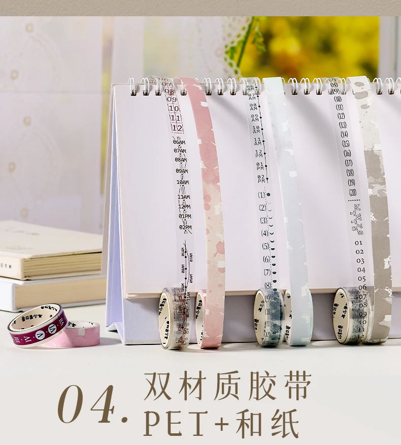 Journal GO 1.2x200cm Time Can Be Traced Tape Weekly Date Plan Tape Timeline Masking Tapes Planning Tape Scrapbooking Sticker
