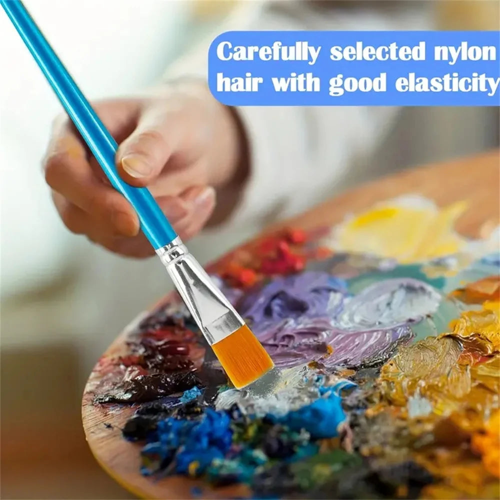 10pcs Premium Synthetic Nylon Flat Paint Brushes, 3/ 4 Inch - Ideal for Watercolor, Acrylics, Oil Painting, Fine Crafts & Body