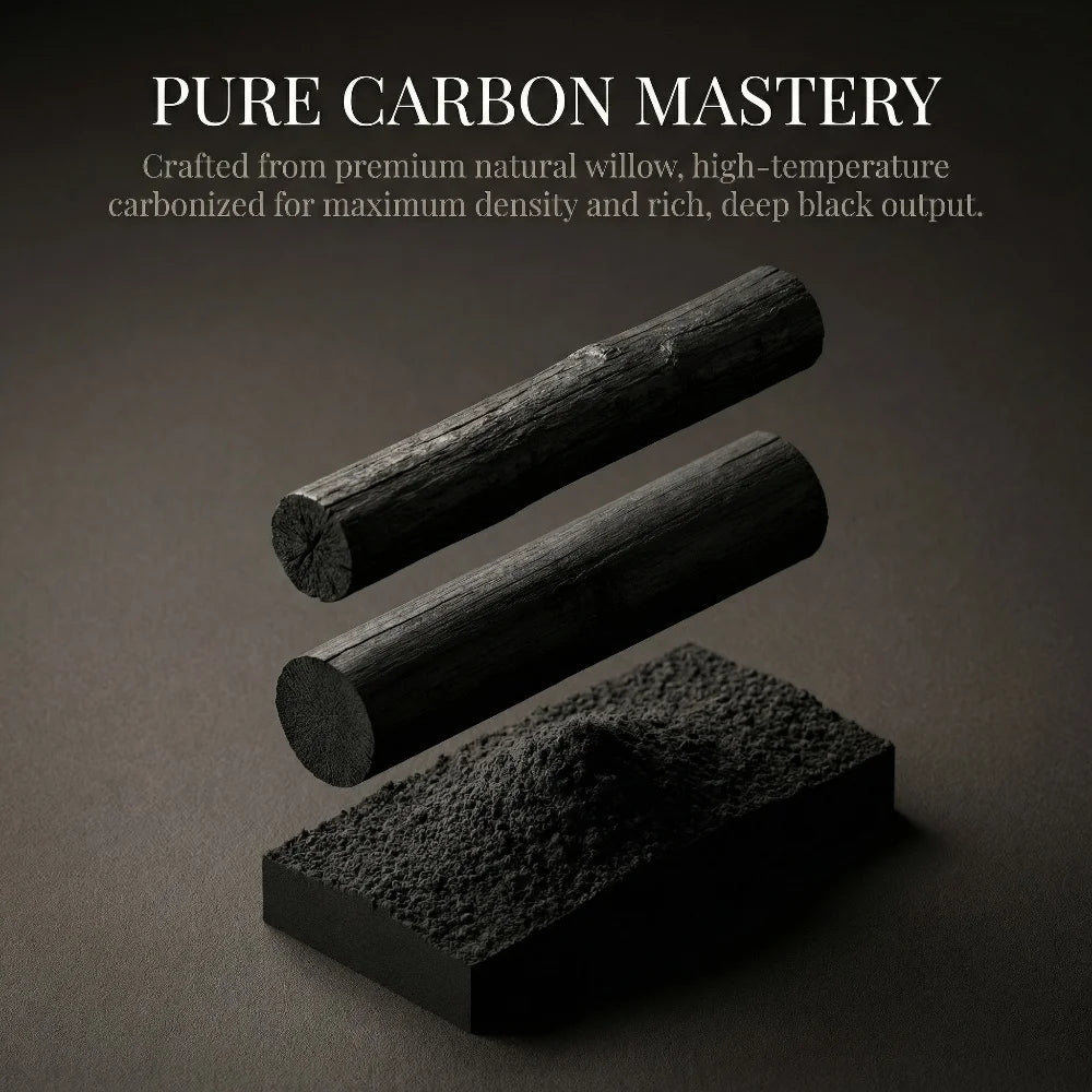 Marie's 8Pcs Willow Charcoal Sticks Professional Sketch Drawing Charcoal Bars for Artists Hand Painting Art Supplies