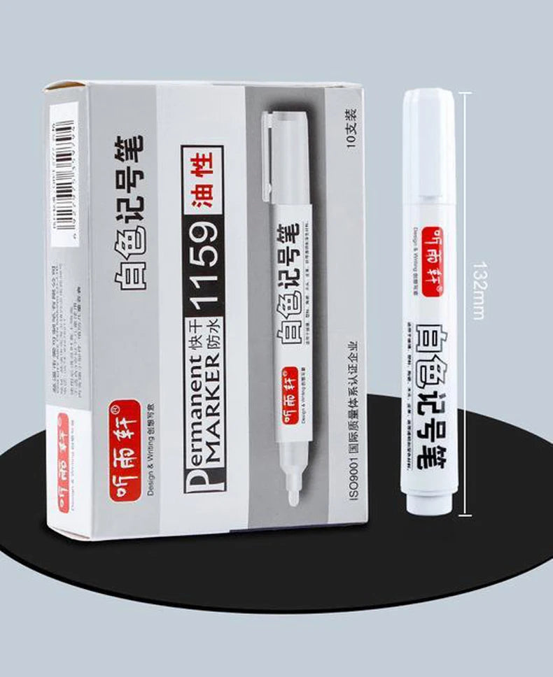 Haile For Metal White Oily Markers Waterproof Permanent Plastic Gel Pen Writing Drawing DIY Graffiti Stationery Notebook