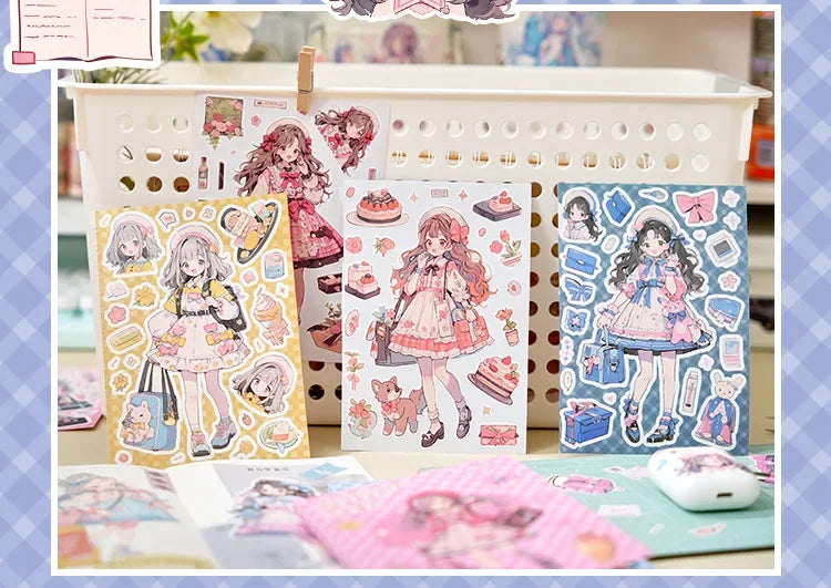 Journamm 20sheets Kawaii Stickers Book DIY Scrapbooking Collage Stationery Decor Junk Journal Cartoon Materials Stickers