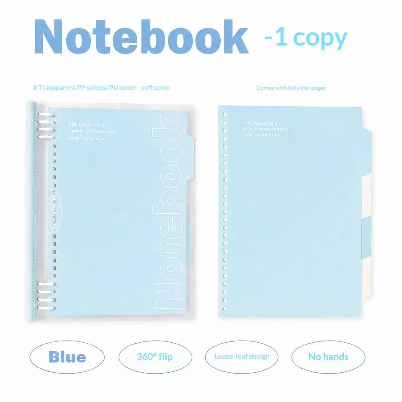 B5 Loose Leaf Notebook Soft Spine Detachable Pages for Middle High School Students Reading Journal Stylish New Design