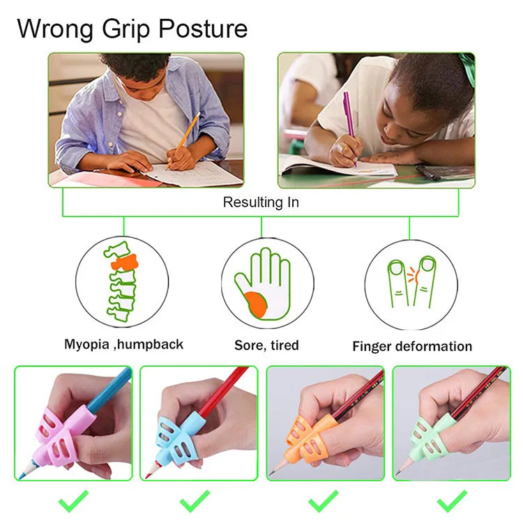 Pencil Handle Rod Grips pen Holder Grip for Kids Cute Hand writing Aid Trainer Posture Correction Pen Finger Holder