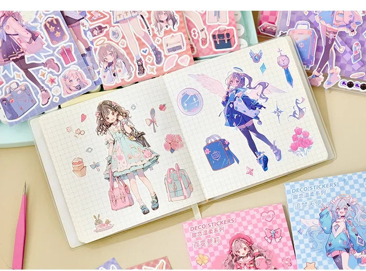 Journamm 20sheets Kawaii Stickers Book DIY Scrapbooking Collage Stationery Decor Junk Journal Cartoon Materials Stickers