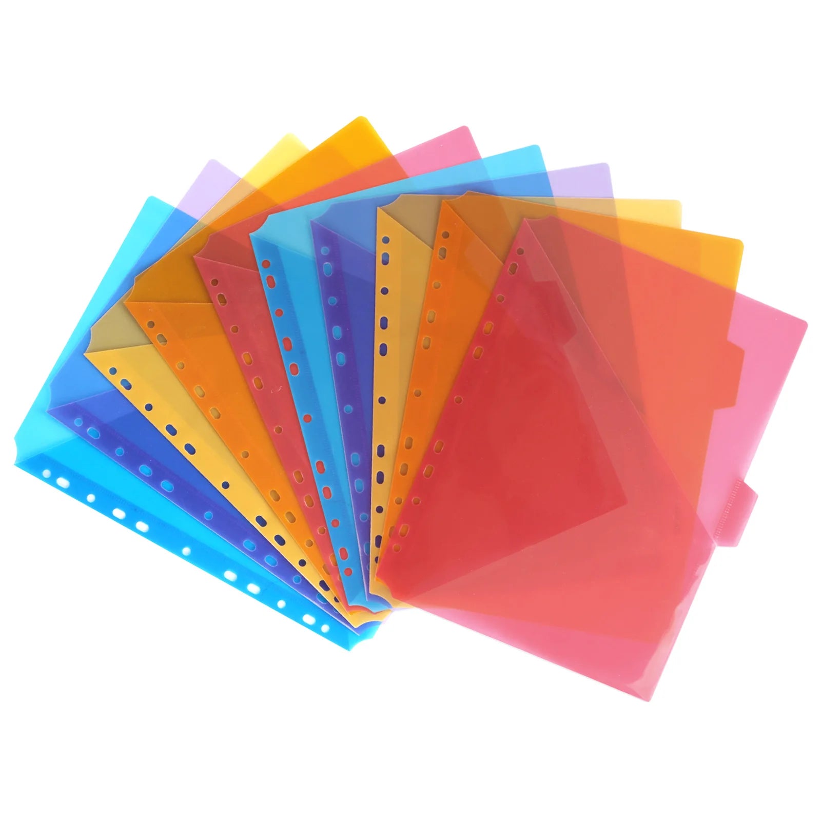 10-Pack 5 Color Binder Dividers with Pockets & Tabs, A4 PP Index Dividers for 2/3/4/11 Ring Binders, Office School Organization