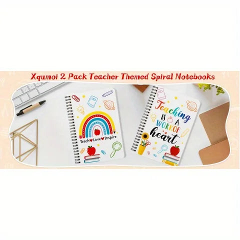 2 Pcs A5 Teacher Spiral Notebooks, Teacher Appreciation Notebooks, Hardcover Journals, Writing Notebooks, School Office Supplies