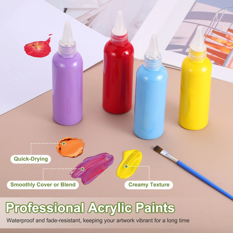 Acrylic Ink 100ml/3.4oz High Flow Fast Drying Professional Colors Acrylic Paint Ink for Painting Canvas Wood Rocks Craft Drawing