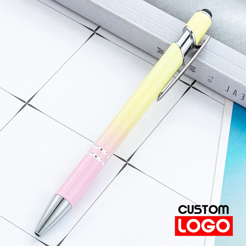 10-200Pcs Gradient Metal Ballpoint Pens Custom Logo Touch Screen Pen Office School Advertising Pen Name Text Laser Engraving