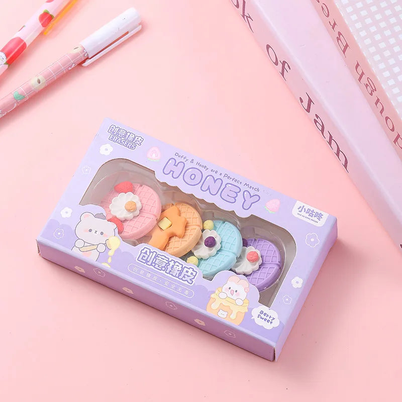 New Cartoon Dessert Box Eraser Simulation Ice Cream Eraser for Elementary School Students To Write and Draw Special Eraser Gift
