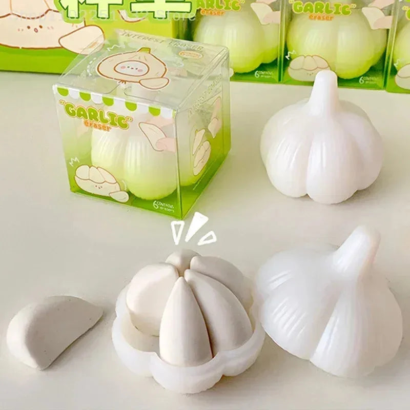 Lovely Garlic Rubber Eraser - Funny Creative Eraser, Writing Drawing Erasers, Office Supplies, Student Stationery, Gifts for Kid