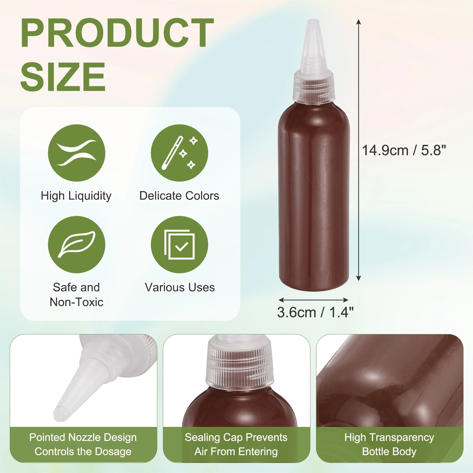 Acrylic Ink 100ml/3.4oz High Flow Fast Drying Professional Colors Acrylic Paint Ink for Painting Canvas Wood Rocks Craft Drawing