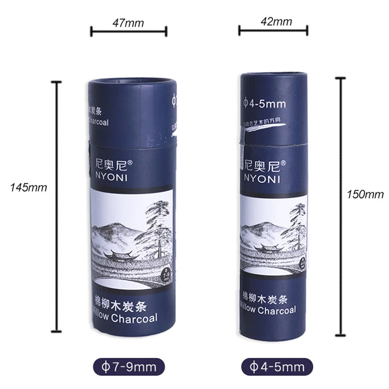 25Pcs Willow Charcoal Stick Design Sketch Black Fine Bar Carbon Stick φ4-5MM φ7-9MM For Extra Thick Painting Art Supplies