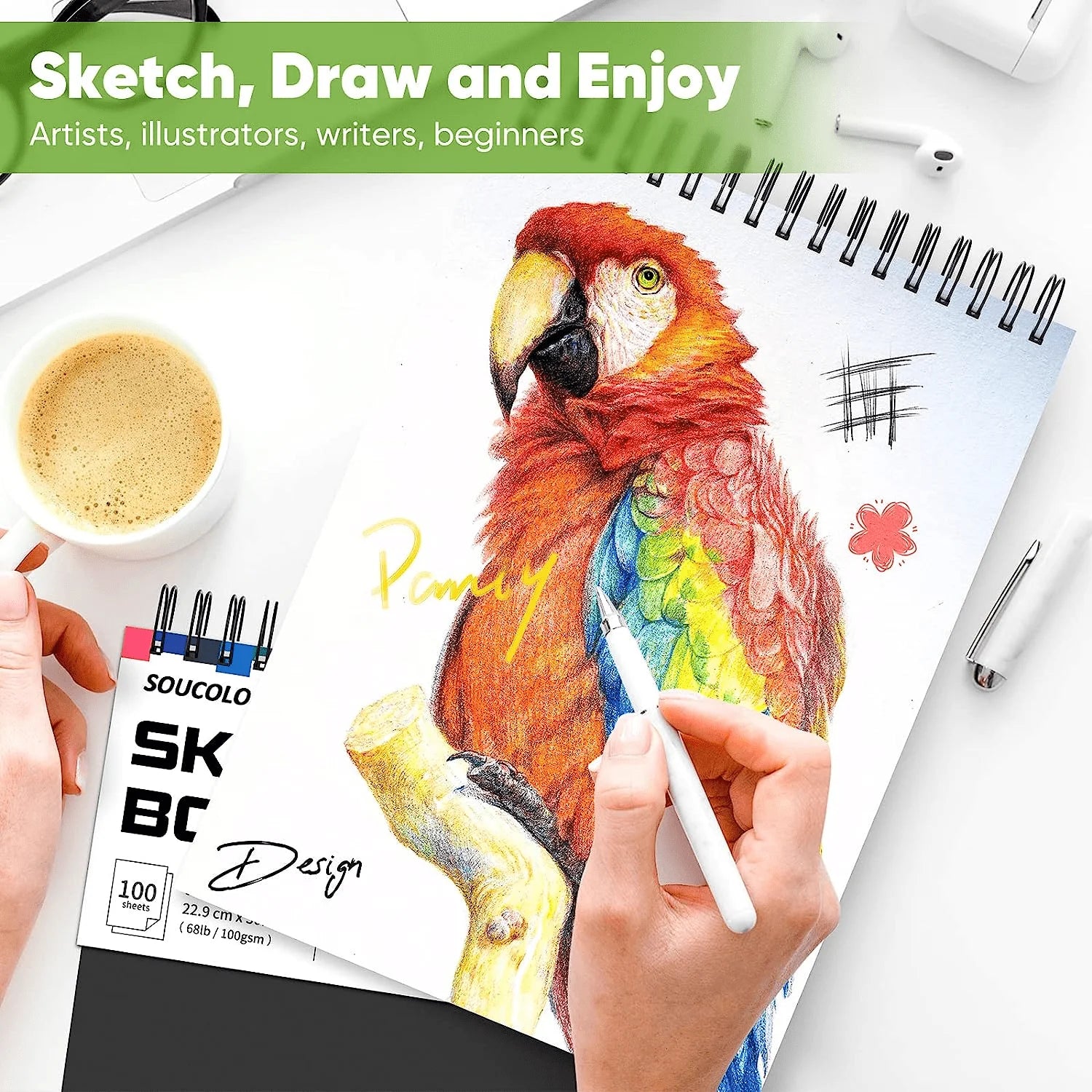 9" x 12" Sketch Book, Single Pack of 100 Sheets Spiral Bound Art Sketchbook, Artist Drawing Book Paper, Painting Sketch Pad
