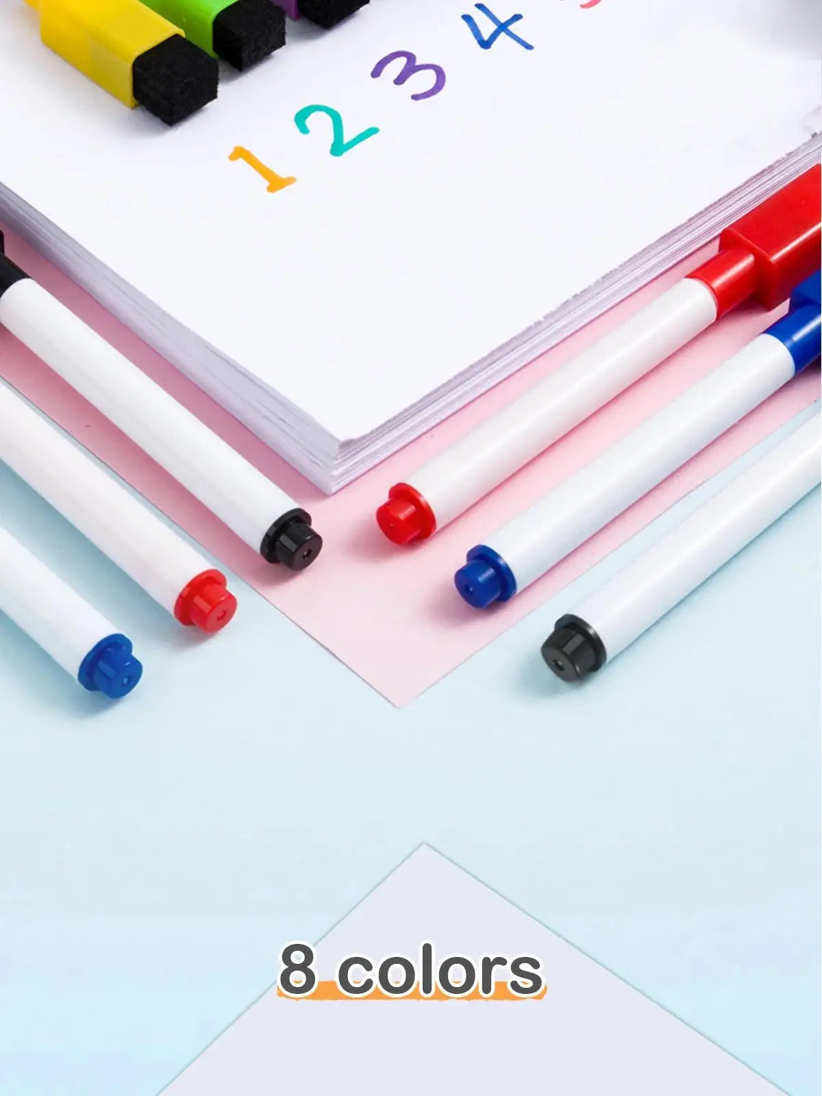 8 Pcs Magnetic Erasable Whiteboard Pen Color Options Numbering Stationery Office Teaching Supplies For Blackboard Student Note