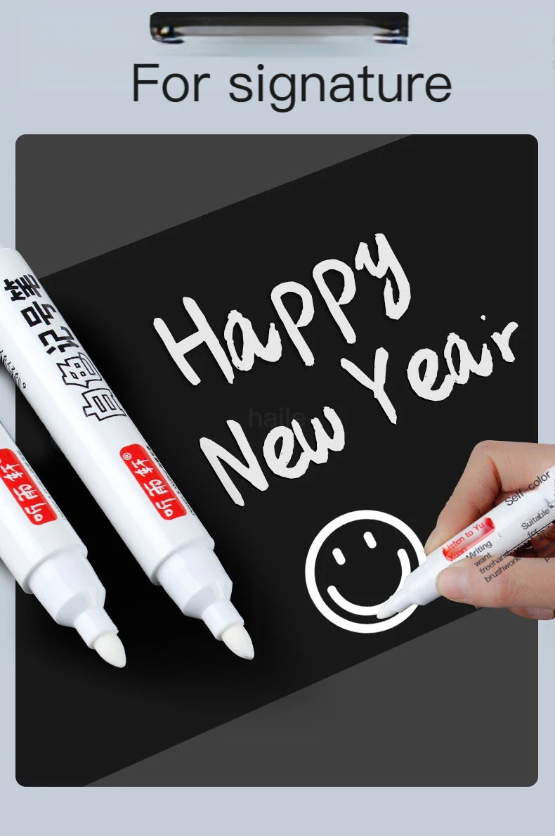 Haile For Metal White Oily Markers Waterproof Permanent Plastic Gel Pen Writing Drawing DIY Graffiti Stationery Notebook
