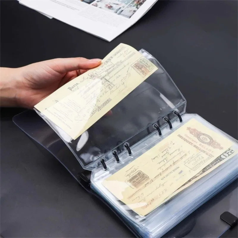 Clear PVC Loose Leaf Pouch Compatible with A5 A6 A7 Ring Binders Flat Pull Design for Easy Access Durable Plastic Material