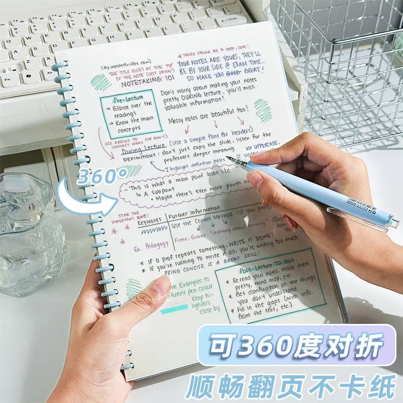 Macaron Loose Leaf Notebook 60 Sheets Detachable Coil Binder A4/A5/B5 Replaceable Journal for School
