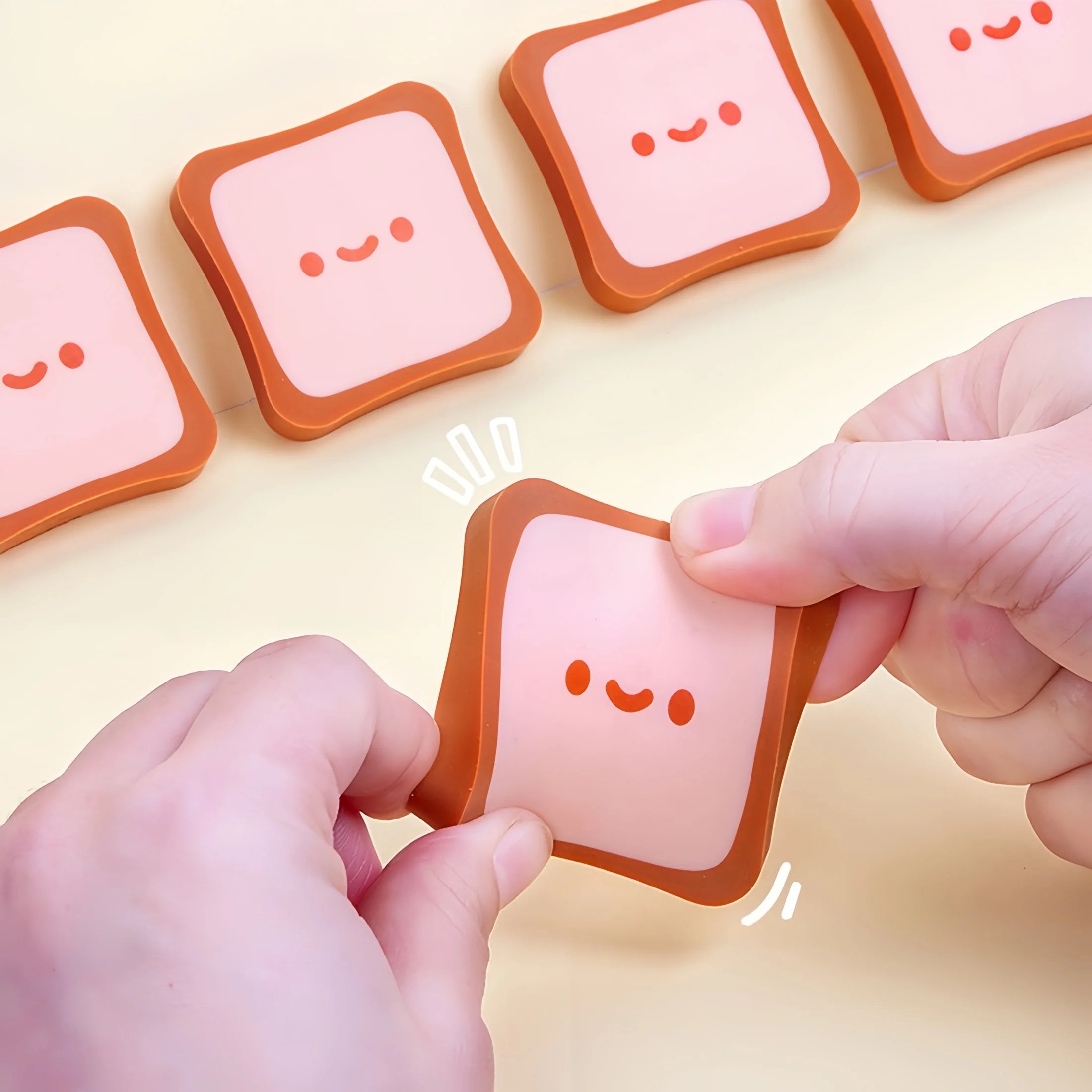 Toast-Shaped Eraser, Creative Design That Looks Like a Rubber Eraser, Students Can Erase Cleanly Without Leaving Marks or Residue
