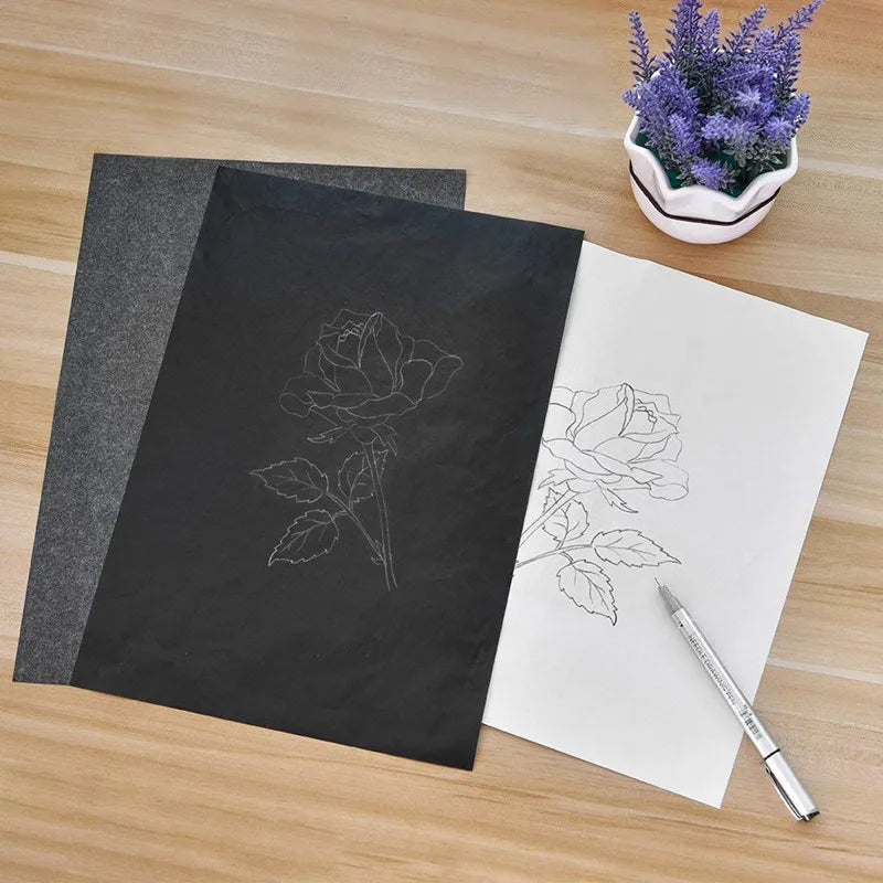 100pcs A4 Carbon Paper Paintings Tracing Copy Carbon Paper DIY Transfer Tracing Painting Sheets Black Blue School Tools
