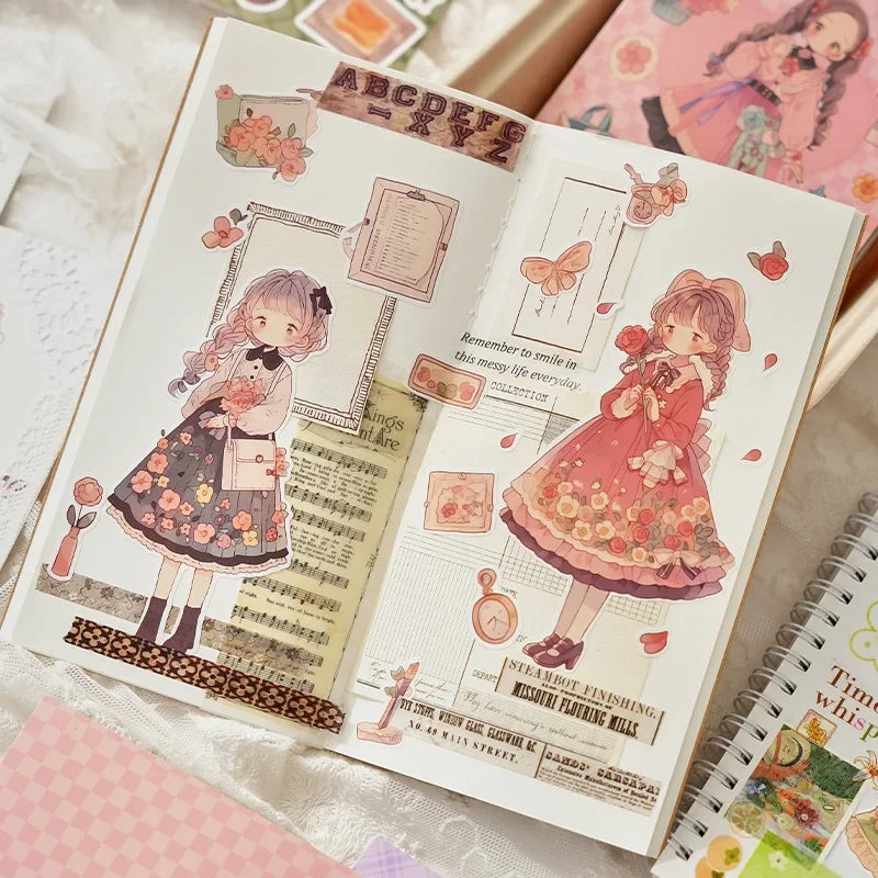 Journamm 20sheets Kawaii Stickers Book DIY Scrapbooking Collage Stationery Decor Junk Journal Cartoon Materials Stickers