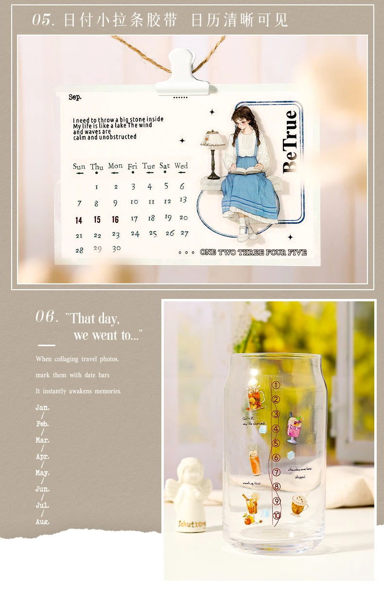 Journal GO 1.2x200cm Time Can Be Traced Tape Weekly Date Plan Tape Timeline Masking Tapes Planning Tape Scrapbooking Sticker