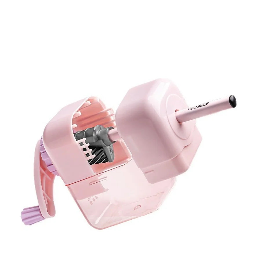 Hand-cranked pencil sharpener for students - automatically feeds the lead and sharpens the pencil. Multi-functional pencil sharp