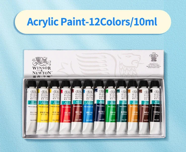 WINSOR&NEWTON Acrylic Paint Set 12/36 Colors Craft Paint for Fabric/Clothing/Nail/Canvas/Rock Painting Drawing Set Art Supplies