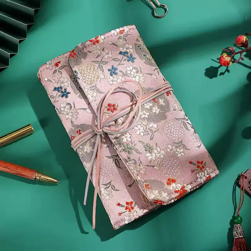 Beautiful Notebook for Girls Cloth Cover Retro Chinese Style Loose-leaf Diary Portable Scrapbook Binder Notepad Gift