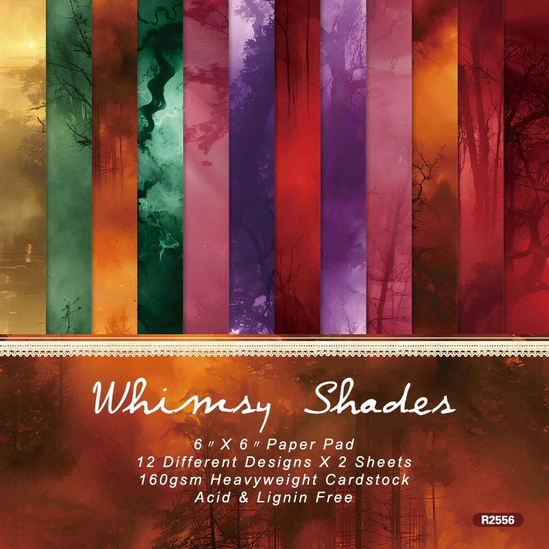 24 Sheets 6"X6" Whimsy Shades Colorful Paper Pad Pattern Papers Design Paper for Decorative Craft Scrapbooking Album DIY
