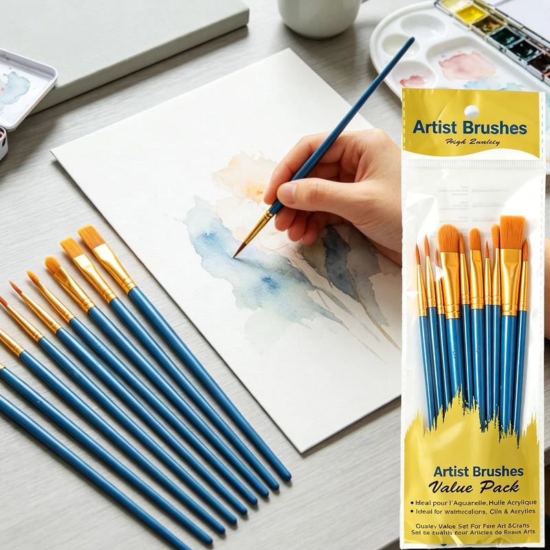 Acrylic Paint Brushes Set Artist Paintbrushes for Acrylic Painting Oil Watercolor Canvas Boards Rock Body Face Nail Art Supplies