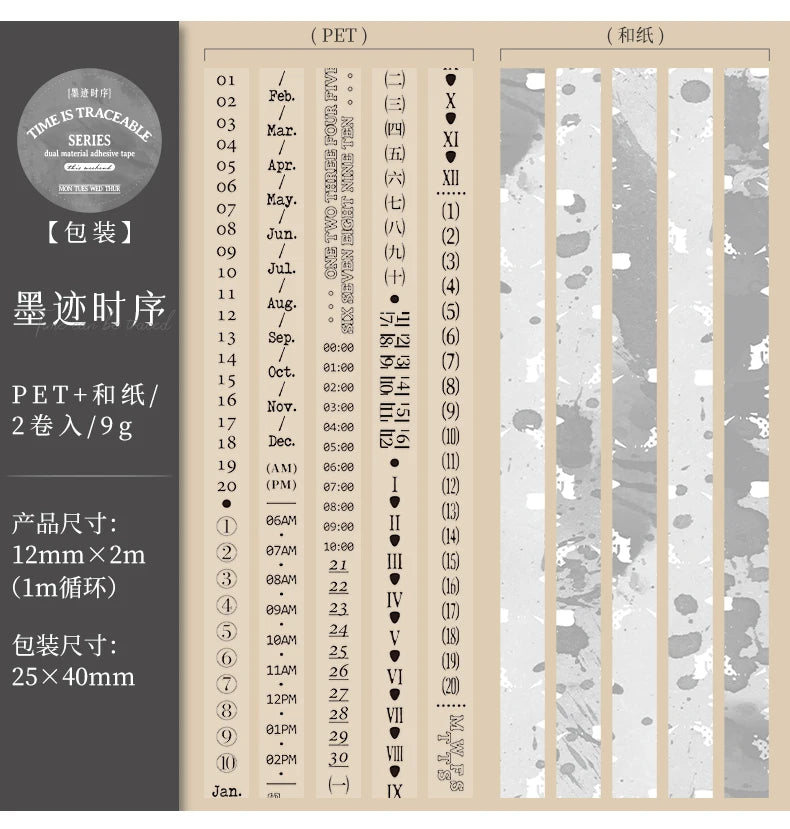 Journal GO 1.2x200cm Time Can Be Traced Tape Weekly Date Plan Tape Timeline Masking Tapes Planning Tape Scrapbooking Sticker