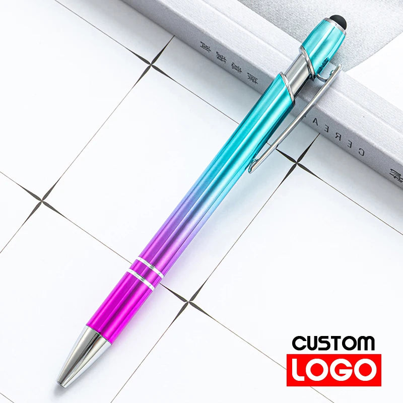 10-200Pcs Gradient Metal Ballpoint Pens Custom Logo Touch Screen Pen Office School Advertising Pen Name Text Laser Engraving