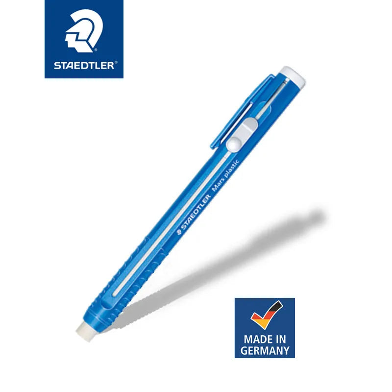 STAEDTLER Mars Plastic Eraser Pen with Refillable Holder,Smudge-Free & Tear-Free Precision, Retractable Design with Clip, Blue