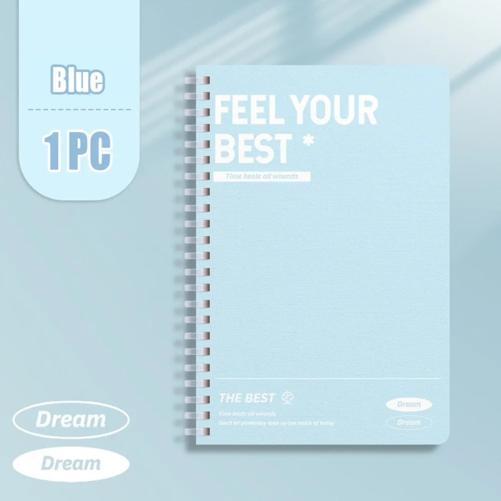 60 Sheets A5 Spiral Notebook, Perforated Horizontal Lined Pages, Color Diary Notepad, School Office Stationery Gift