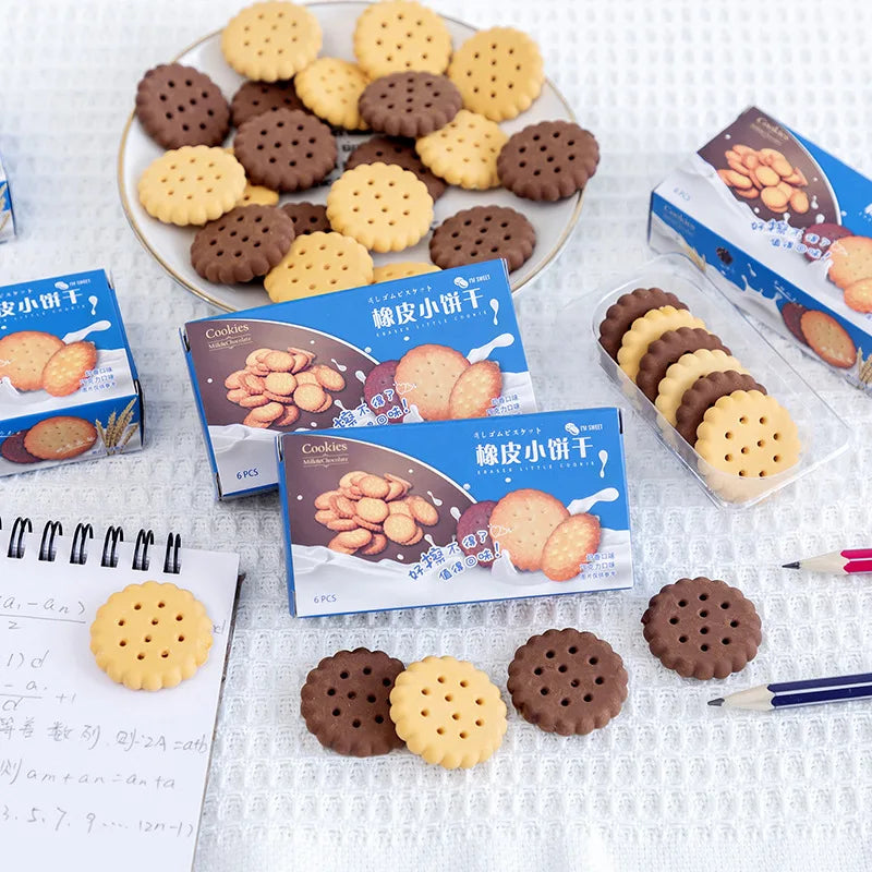 Cute Kawaii Creative Biscuit Eraser Cookie Rubber School Supplies Stationery Novelty Lovely Cake Eraser