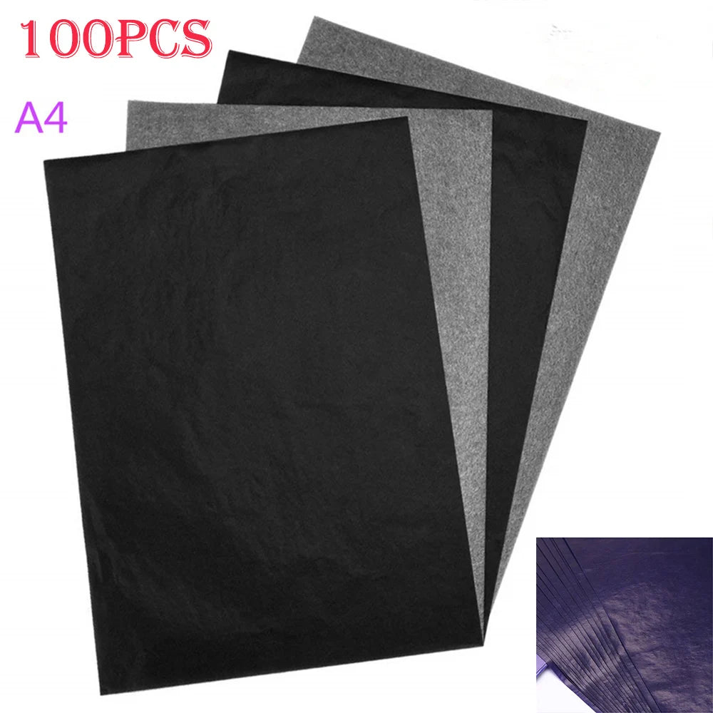100pcs A4 Carbon Paper Paintings Tracing Copy Carbon Paper DIY Transfer Tracing Painting Sheets Black Blue School Tools