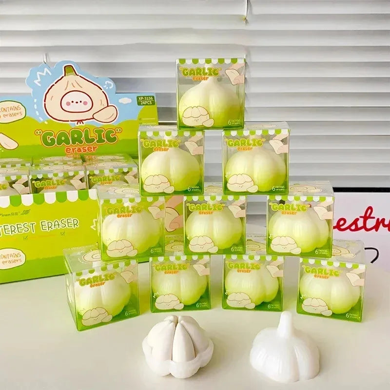 Lovely Garlic Rubber Eraser - Funny Creative Eraser, Writing Drawing Erasers, Office Supplies, Student Stationery, Gifts for Kid
