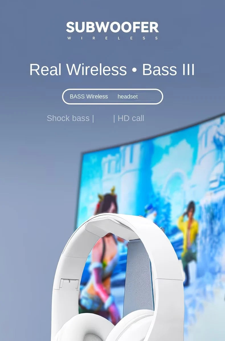 Headsets Gamer Headphones Blutooth Surround Sound Stereo Wireless Earphone USB With MicroPhone Colourful Light PC Laptop Earbuds