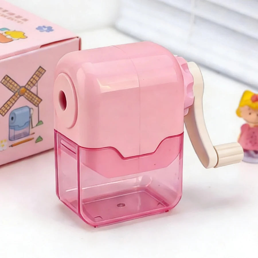 Hand-cranked pencil sharpener for students - automatically feeds the lead and sharpens the pencil. Multi-functional pencil sharp