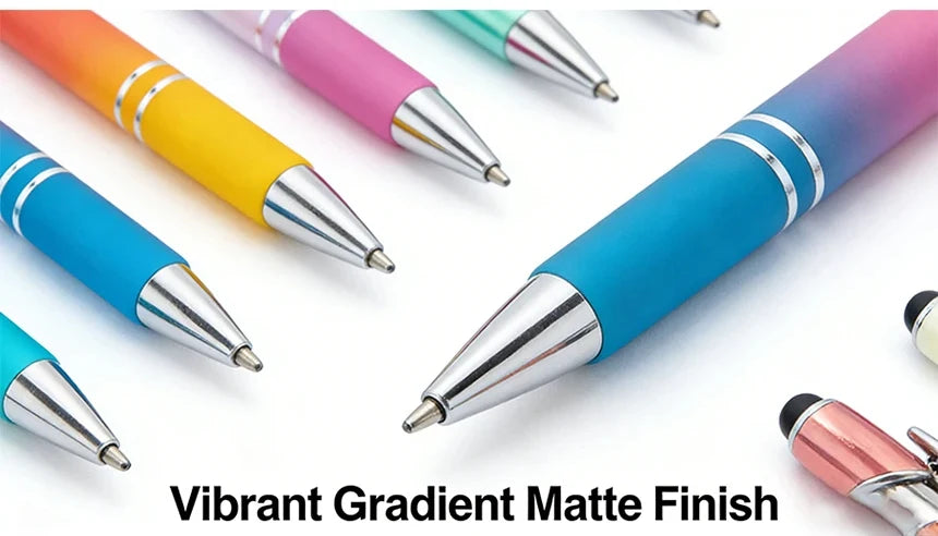 10-200Pcs Gradient Metal Ballpoint Pens Custom Logo Touch Screen Pen Office School Advertising Pen Name Text Laser Engraving