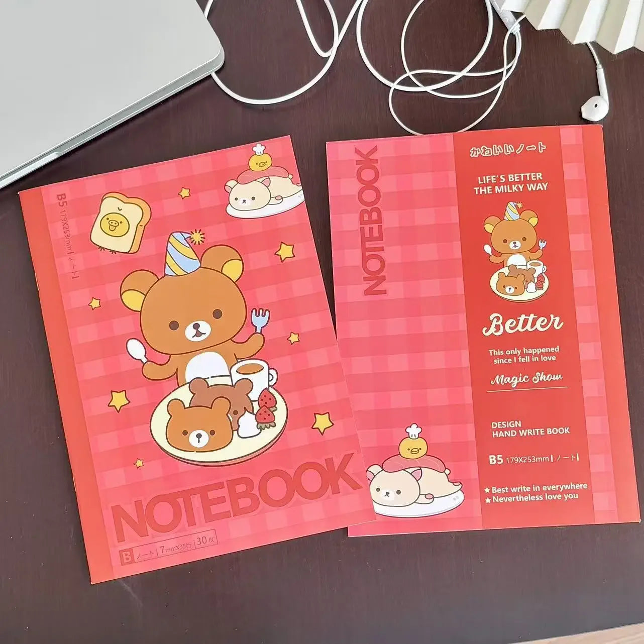 Kawaii Rilakkuma Bear Lined Notebook Cute Aesthetic Diary Planner Student School Writing Stationery Gift For Girls