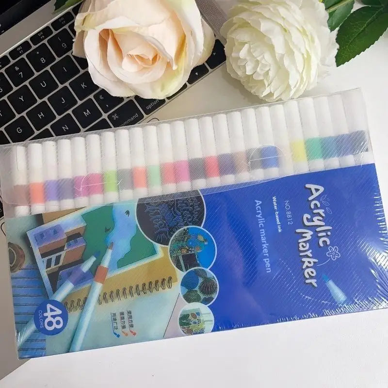 Acrylic Paint Markers 24 Colors Waterproof Smudge Resistant for Pottery Painting Handmade DIY Art Project