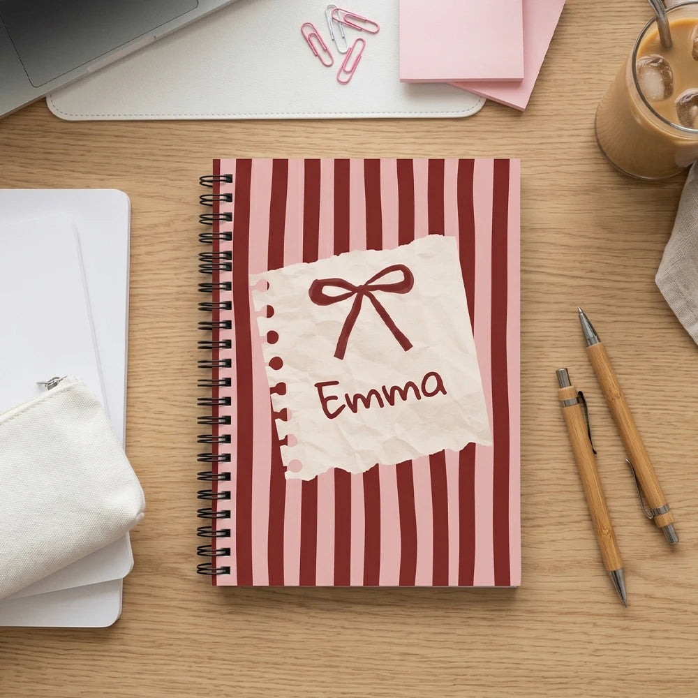 1pc Custom Name Spiral Notebook,Lined Inner Pages,Back To School,Birthday Present,Teen Girls,Students,Class Notes,Daily Diary